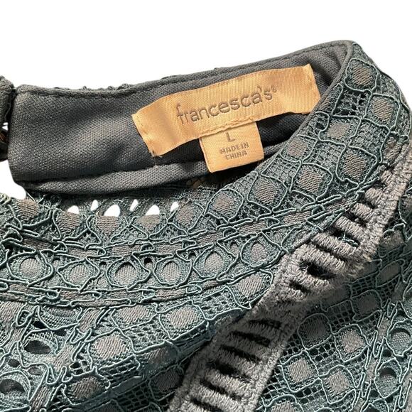 Francesca's Blue Lace Short SleeveDress Zip Back High Neck Size Large Stunning - Picture 9 of 11